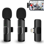 PQRQP 2 Pack Wireless Lavalier Microphones for iPhone, iPad - Crystal Clear Sound Quality for Recording, Live Streaming, YouTube, Facebook, TikTok