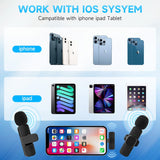 PQRQP 2 Pack Wireless Lavalier Microphones for iPhone, iPad - Crystal Clear Sound Quality for Recording, Live Streaming, YouTube, Facebook, TikTok