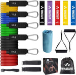 WHATAFIT Resistance Bands Set, Exercise Bands with Door Anchor, Handles, Carry Bag, Legs Ankle Straps for Resistance Training, Physical Therapy, Home Workouts for Men and Women