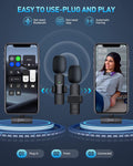 PQRQP 2 Pack Wireless Lavalier Microphones for iPhone, iPad - Crystal Clear Sound Quality for Recording, Live Streaming, YouTube, Facebook, TikTok