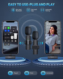 PQRQP 2 Pack Wireless Lavalier Microphones for iPhone, iPad - Crystal Clear Sound Quality for Recording, Live Streaming, YouTube, Facebook, TikTok
