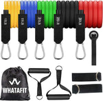 WHATAFIT Resistance Bands Set, Exercise Bands with Door Anchor, Handles, Carry Bag, Legs Ankle Straps for Resistance Training, Physical Therapy, Home Workouts for Men and Women