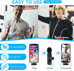 PQRQP 2 Pack Wireless Lavalier Microphones for iPhone, iPad - Crystal Clear Sound Quality for Recording, Live Streaming, YouTube, Facebook, TikTok