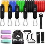 WHATAFIT Resistance Bands Set, Exercise Bands with Door Anchor, Handles, Carry Bag, Legs Ankle Straps for Resistance Training, Physical Therapy, Home Workouts for Men and Women