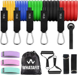 WHATAFIT Resistance Bands Set, Exercise Bands with Door Anchor, Handles, Carry Bag, Legs Ankle Straps for Resistance Training, Physical Therapy, Home Workouts for Men and Women