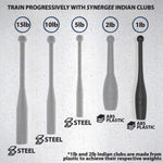 Synergee Indian Clubs 1lb, 2lb, 5lb, 10lb & 15lb. Power Clubs - Exercise Weight Club Bells - Grip and Forearm Strength Trainer - Sold in Pairs