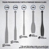 Synergee Indian Clubs 1lb, 2lb, 5lb, 10lb & 15lb. Power Clubs - Exercise Weight Club Bells - Grip and Forearm Strength Trainer - Sold in Pairs